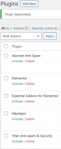 your temporarily deactivated plugins